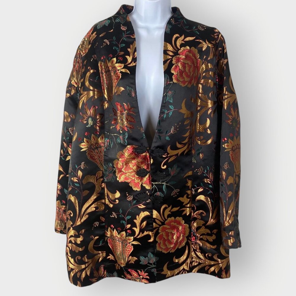 Soft Surroundings Moon Dynasty Blazer | 3X | Asian Floral | Vented | Boho Artsy